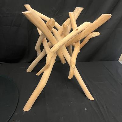 Branch Wood Side Table with Glass Top (LR-MG)