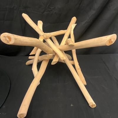 Branch Wood Side Table with Glass Top (LR-MG)