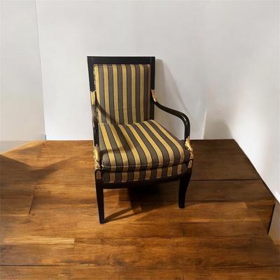 Ethan Allen Ebony Finish Chair with Gold Trim (LR-MG)