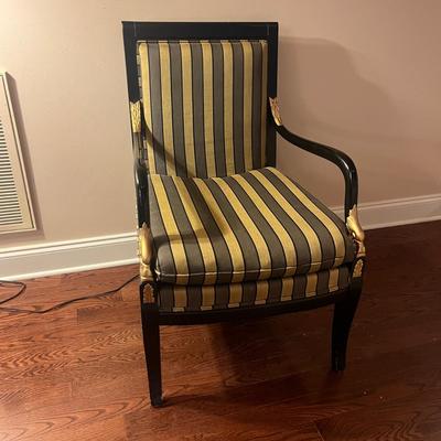 Ethan Allen Ebony Finish Chair with Gold Trim (LR-MG)