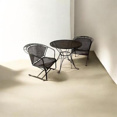 Black Metal Patio Table & Two Chairs (LR-MG)