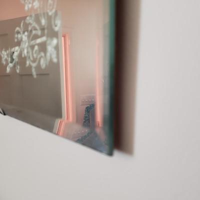 Large Beveled Mirror with Frosted Flowers (LR-KD)