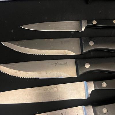 J.A. Henckels Knife Block With Knives & Presto Knife Sharpener (K-MG)