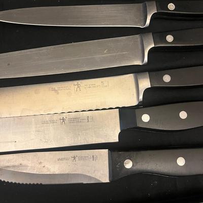J.A. Henckels Knife Block With Knives & Presto Knife Sharpener (K-MG)