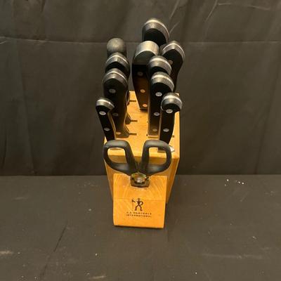 J.A. Henckels Knife Block With Knives & Presto Knife Sharpener (K-MG)