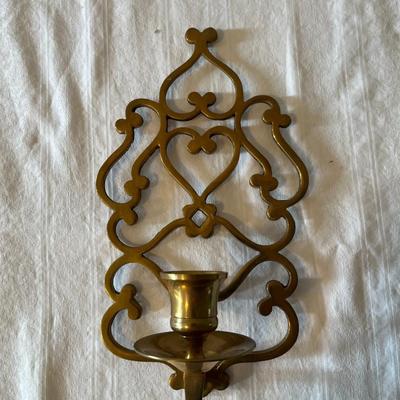 Brass Candlestick Wall Sconces Pair (LR)