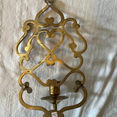 Brass Candlestick Wall Sconces Pair (LR)