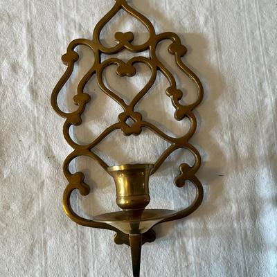 Brass Candlestick Wall Sconces Pair (LR)