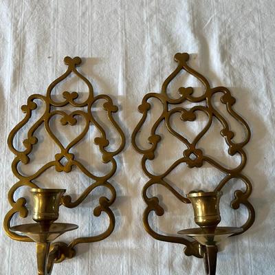 Brass Candlestick Wall Sconces Pair (LR)