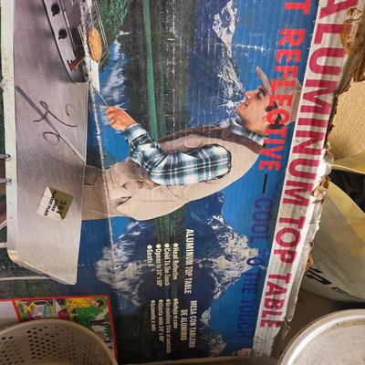Sale Photo Thumbnail #415: Metal folding table
3 blowup air mattresses 
Battery lantern
Large stew pot