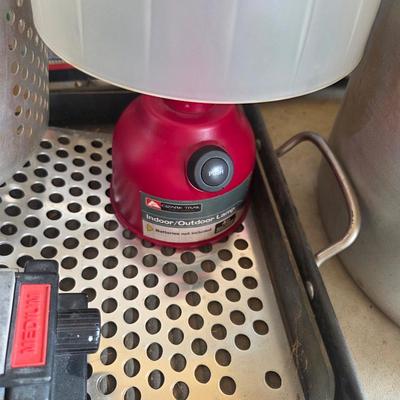 Sale Photo Thumbnail #417: Metal folding table
3 blowup air mattresses 
Battery lantern
Large stew pot