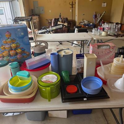 Sale Photo Thumbnail #433: Tupperware 
Cake ruffle
Large cupcake stand
Misc other plastic