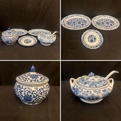 Blue & White Floral Design Dishes (K-MG)