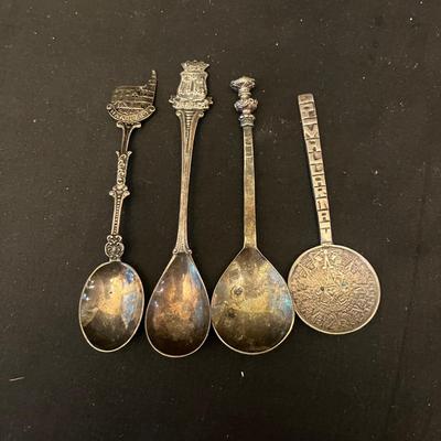 Collection of Souvenir Sterling & Silver Plate Spoons (K-MG)
