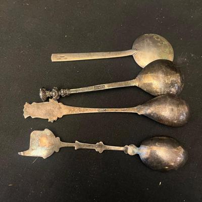 Collection of Souvenir Sterling & Silver Plate Spoons (K-MG)