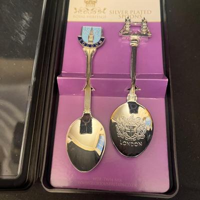 Collection of Souvenir Sterling & Silver Plate Spoons (K-MG)
