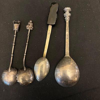 Collection of Souvenir Sterling & Silver Plate Spoons (K-MG)