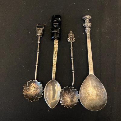Collection of Souvenir Sterling & Silver Plate Spoons (K-MG)