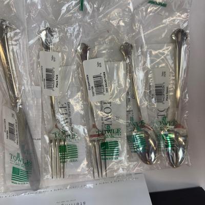 1072 New Towle 365 Silver Flatware Chippendale 5 piece place setting