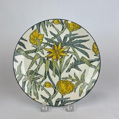 Sale Photo Thumbnail #539: Manson’s Irontstone England. Hand-decorated, one chip on the edge of plate. Please refer to photos for chip
Measures 8” in diameter
