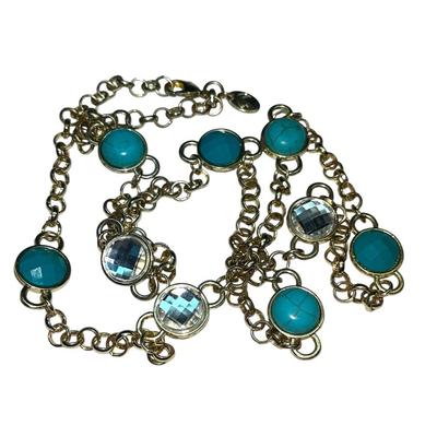 Gold Tone, turquoise chain necklace