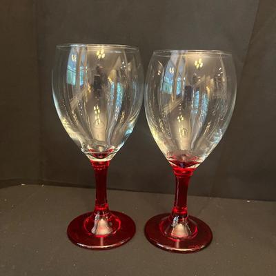 One Dozen Studio Crystal Wine Glasses W/ colorful Stems (K-MG)