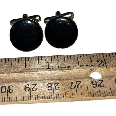 Gold Tone Black Cufflinks - New Years Black Tie Cufflinks