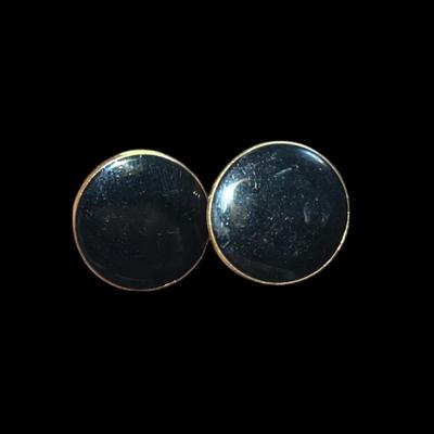 Gold Tone Black Cufflinks - New Years Black Tie Cufflinks