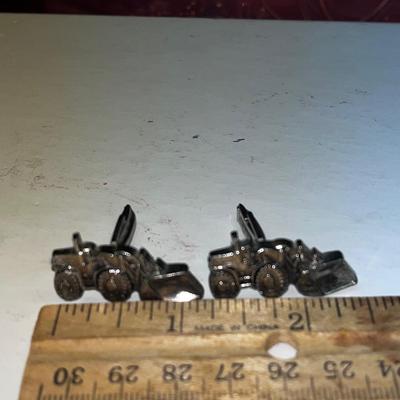 Silver Tone Tractor Cufflinks
