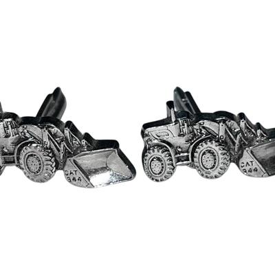 Silver Tone Tractor Cufflinks