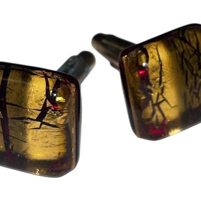 Amber Colored Glass Cufflinks