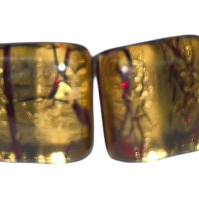 Amber Colored Glass Cufflinks
