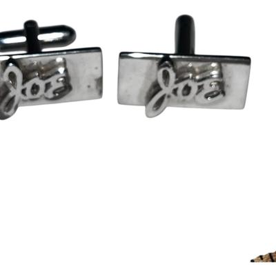 Silver tone, cufflinks monogram, Joe