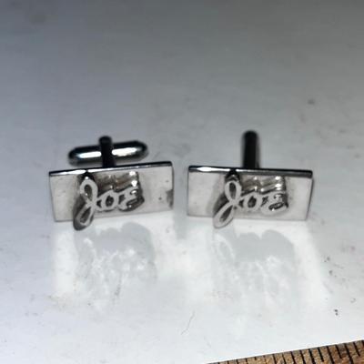 Silver tone, cufflinks monogram, Joe
