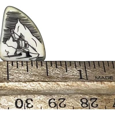 Vintage scrimshaw Thai tack triangular shape Eskimo hunting