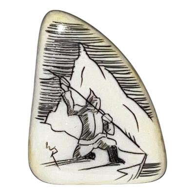 Vintage scrimshaw Thai tack triangular shape Eskimo hunting