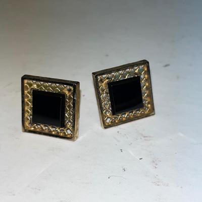 GOLD town Square black Onyx Cufflinks