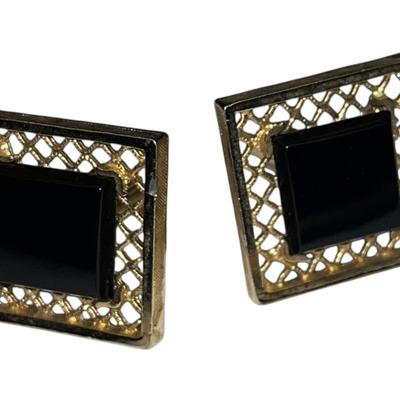 GOLD town Square black Onyx Cufflinks