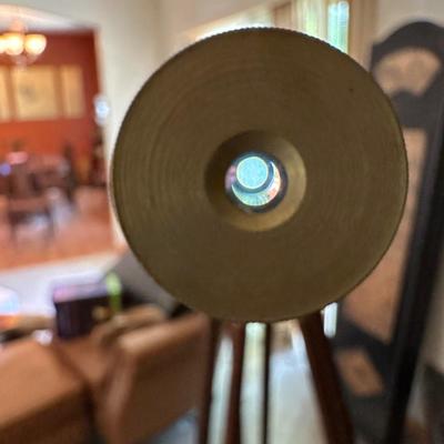 NAUTICAL BRASS ANTIQUE TELESCOPE ON A WOODEN TRIPOD
