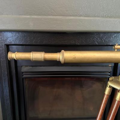 NAUTICAL BRASS ANTIQUE TELESCOPE ON A WOODEN TRIPOD