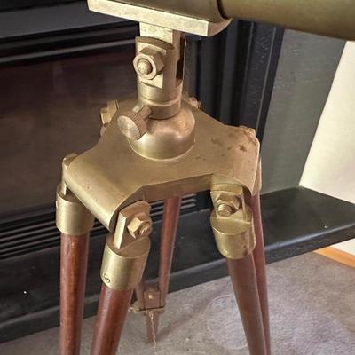 NAUTICAL BRASS ANTIQUE TELESCOPE ON A WOODEN TRIPOD