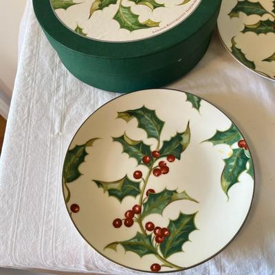 Restoration Hardware Holly Berry Dessert Plates and Plastic Serving Tray (DR)