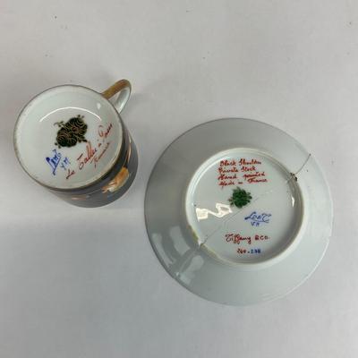 Sale Photo Thumbnail #615: Private Stock mark on both cup and saucer. Saucer had been broken and repaired .
Measurements:
4.5” in diameter for saucer
2.25” in height
