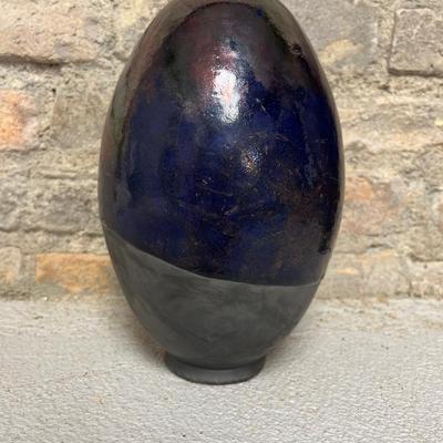 Sale Photo Thumbnail #58: Excellent Cobalt iridescent Roku Egg Vase