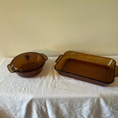 Anchor Hocking Amber Covered Casserole Dish and Baking Dish (K)
