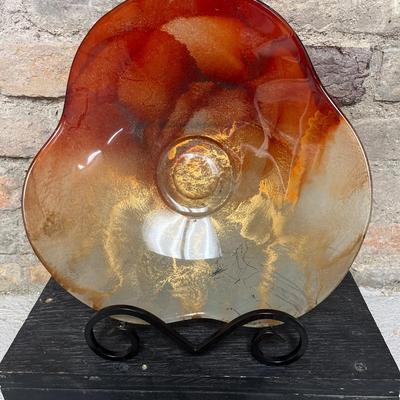 Sale Photo Thumbnail #81: Rust, gold and white swirl bowl decor, farmhouse two tiered holder, potpurri jar and set of 7 glass glob suncatchers