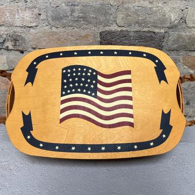 Sale Photo Thumbnail #90: Longaberger 2006 Easter basket with liner, protector and lid and Peterboro patriotic picnic basket