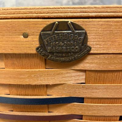 Sale Photo Thumbnail #95: Longaberger 2006 Easter basket with liner, protector and lid and Peterboro patriotic picnic basket