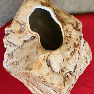Vintage Ceramic Rock Shaped Vase Thailand