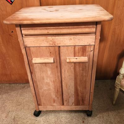 Lot #145 Solid Wood Rolling Kitchen Cabinet/Chopping Board